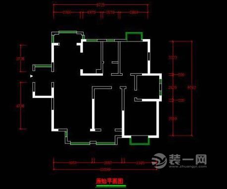 现代北欧风格三居室装修原始户型图